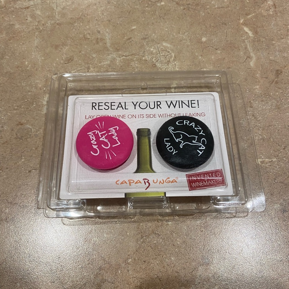 Pink and Black Crazy Cat Lady Wine Stoppers Brand New
